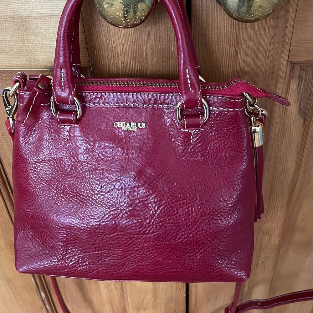 Chiarugi Designer Red Italian Leather Tote